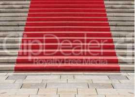 Red carpet on stairway