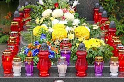 Flowers and votive candles