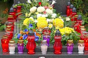 Flowers and votive candles