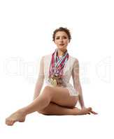 Sport. Successful rhythmic gymnast with medals