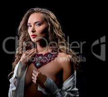 Image of sensual woman in luxurious necklace