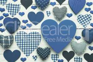 Blue Greeting Card With Heart Texture, Copy Space