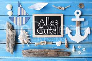 Nautic Chalkboard, Alles Gute Means Best Wishes