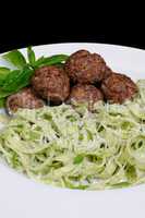 Meatballs with pasta sauce avocado