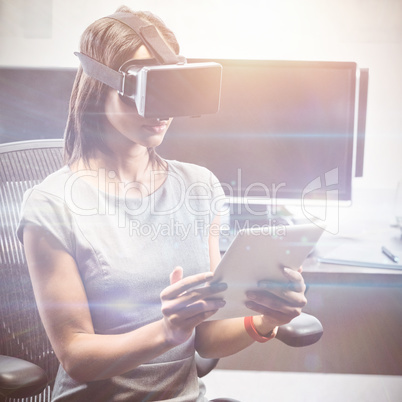 Business woman using 3D glasses