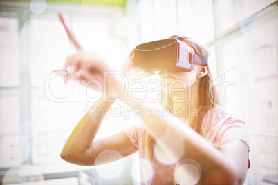 Woman using a virtual reality device
