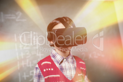 Boy using a virtual reality device