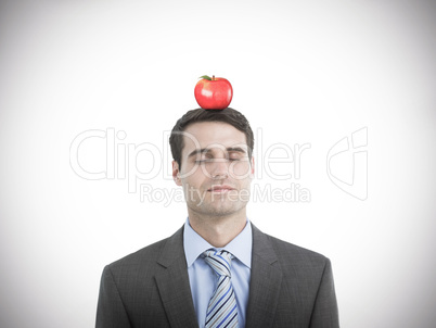 Composite image of handsome businessman with eyes closed