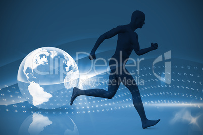 Composite image of blue character running