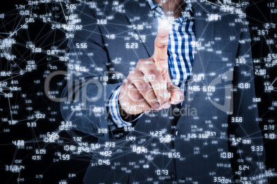 Composite image of focused businessman pointing