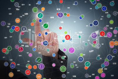 Composite image of businessman pointing with his finger