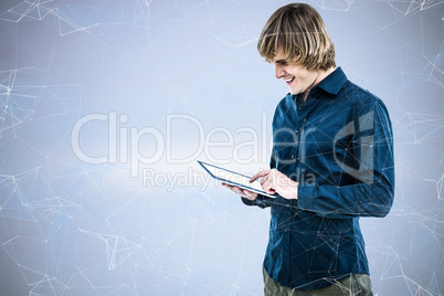 Composite image of hipster businessman using tablet