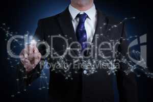 Composite image of businessman standing and pointing