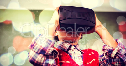 Boy using a virtual reality device