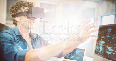 Businessman wearing virtual glasses