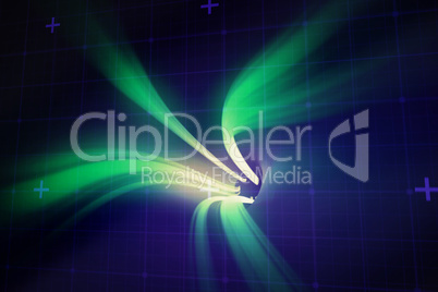 Composite image of green vortex with bright light