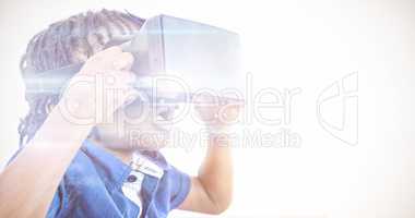 Boy using a virtual reality device