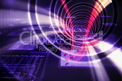 Composite image of white spiral with red light