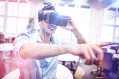 Man using a virtual reality device