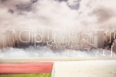 Composite image of view of running track