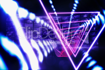 Composite image of triangle design with glowing light