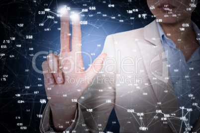 Composite image of businesswoman touching