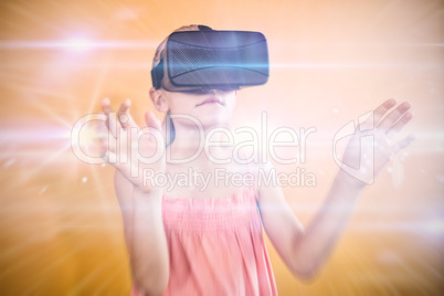 Little girl wearing virtual reality glasses