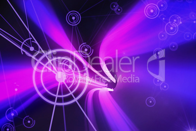 Composite image of purple and pink vortex with light