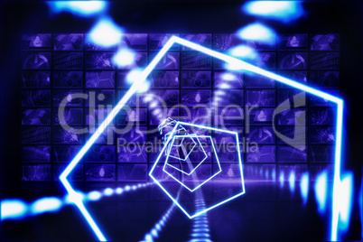 Composite image of hexagon design with glowing light