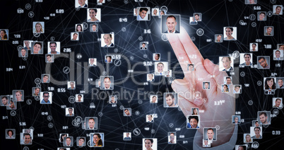 Composite image of businesswoman presenting