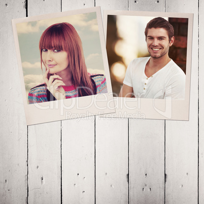 Composite image of portrait of a smiling hipster woman Composite image of portrait of a smiling hipster woman