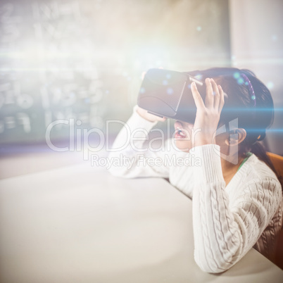 Little girl using virtual reality glasses