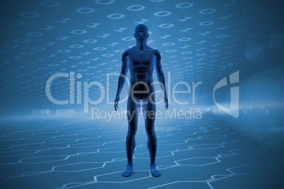 Composite image of view of a blue character