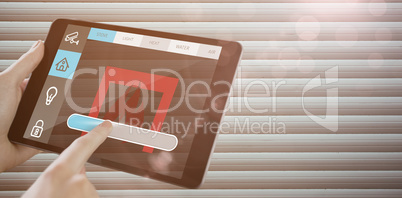 Composite image of man using tablet pc