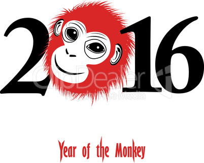 The year of monkey Chinese symbol calendar in red on figures vector illustration. Chinese new year 2016 (Monkey year) .