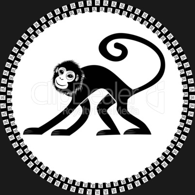 The year of monkey Chinese symbol calendar in red on figures vector illustration. Chinese new year 2016 (Monkey year) .