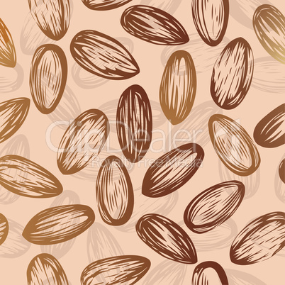 Almonds seamless vector background