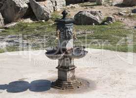 Beautiful Baroque carving marble jet water work with cascade running cold source photo