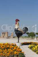Chicken cock rooster statue at at Pamukkale ,Turkey. Pamukkale, meaning "cotton castle" in Turkish photo