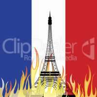 PARIS/FRANCE - Friday, 13th November 2015, terror attacks across Paris. Vector illustration of The Eiffel Tower .