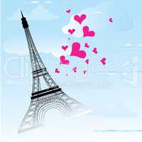 Paris town in France card as symbol love and romance travel