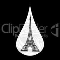 Metaphoric illustration of France. Crying tear, mourning, Paris on the background, with an Eiffel tower vector