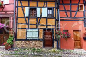 Timbered houses in Eguisheim street, Alsace, France