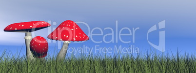 Red mushrooms - 3D render