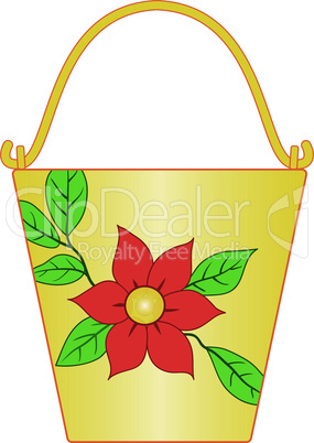 Yellow bucket with flower pattern