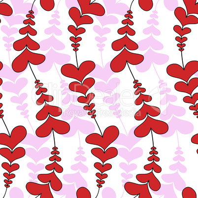 Heart wave flower seamless pattern. Vector floral seamless texture.