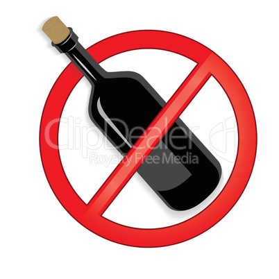 No alcohol sign vector on white background.
