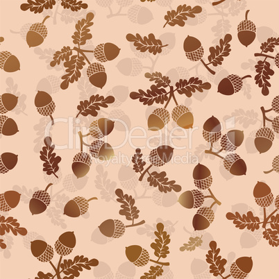 Acorns oak nut vector seamless pattern