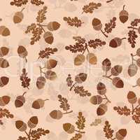 Acorns oak nut vector seamless pattern
