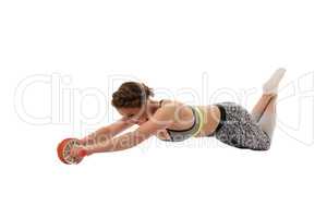 Fitness. Cute woman doing abdominal exercise
